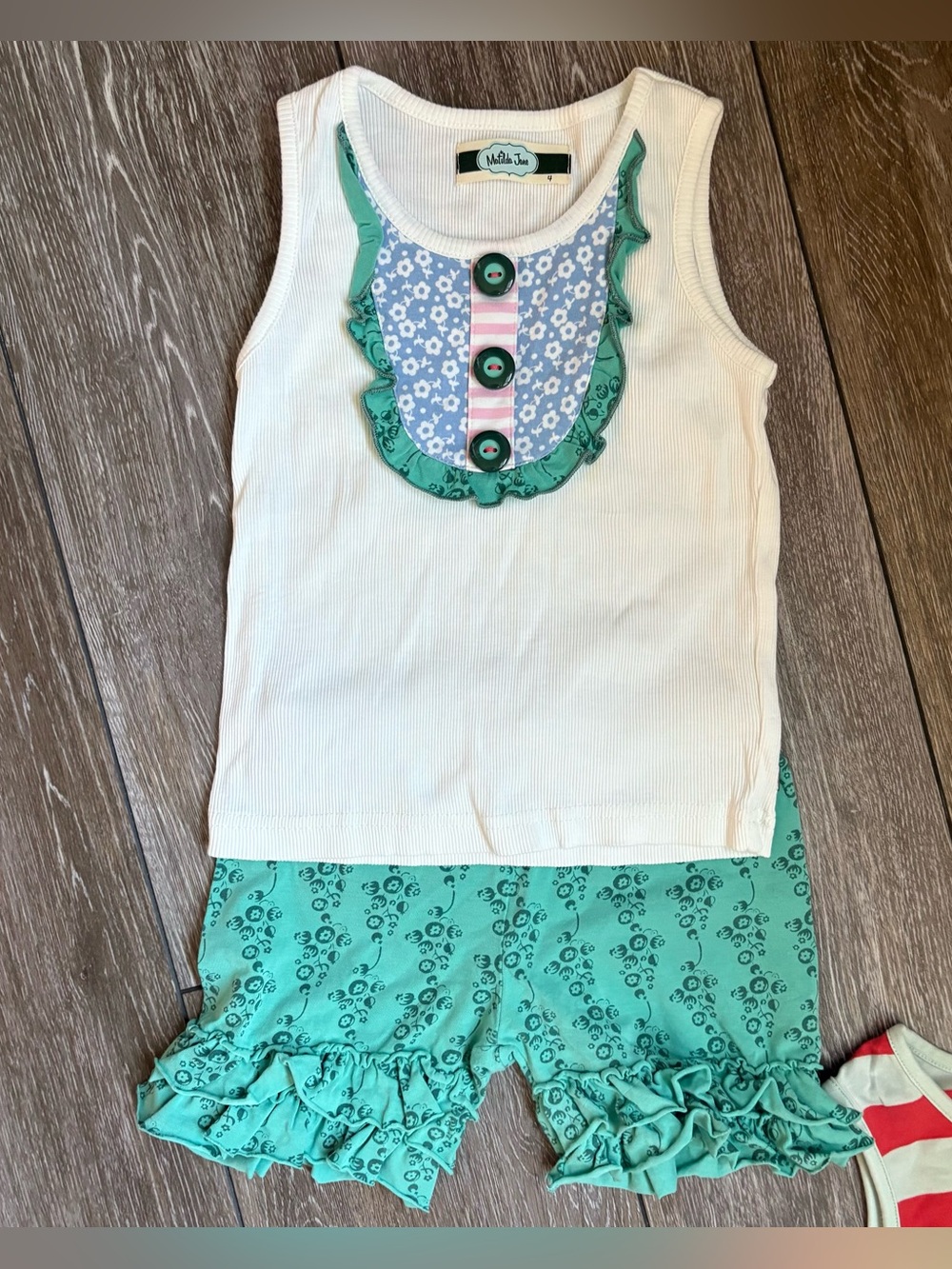 Matilda Jane House of Clouds Cookie Tank & Ruffle Shorties Set Size 4 Rare EUC
